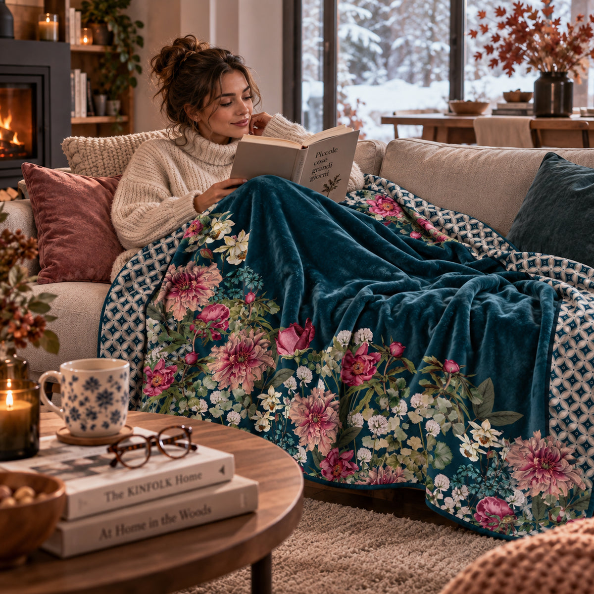 Plaid Giardino Blu