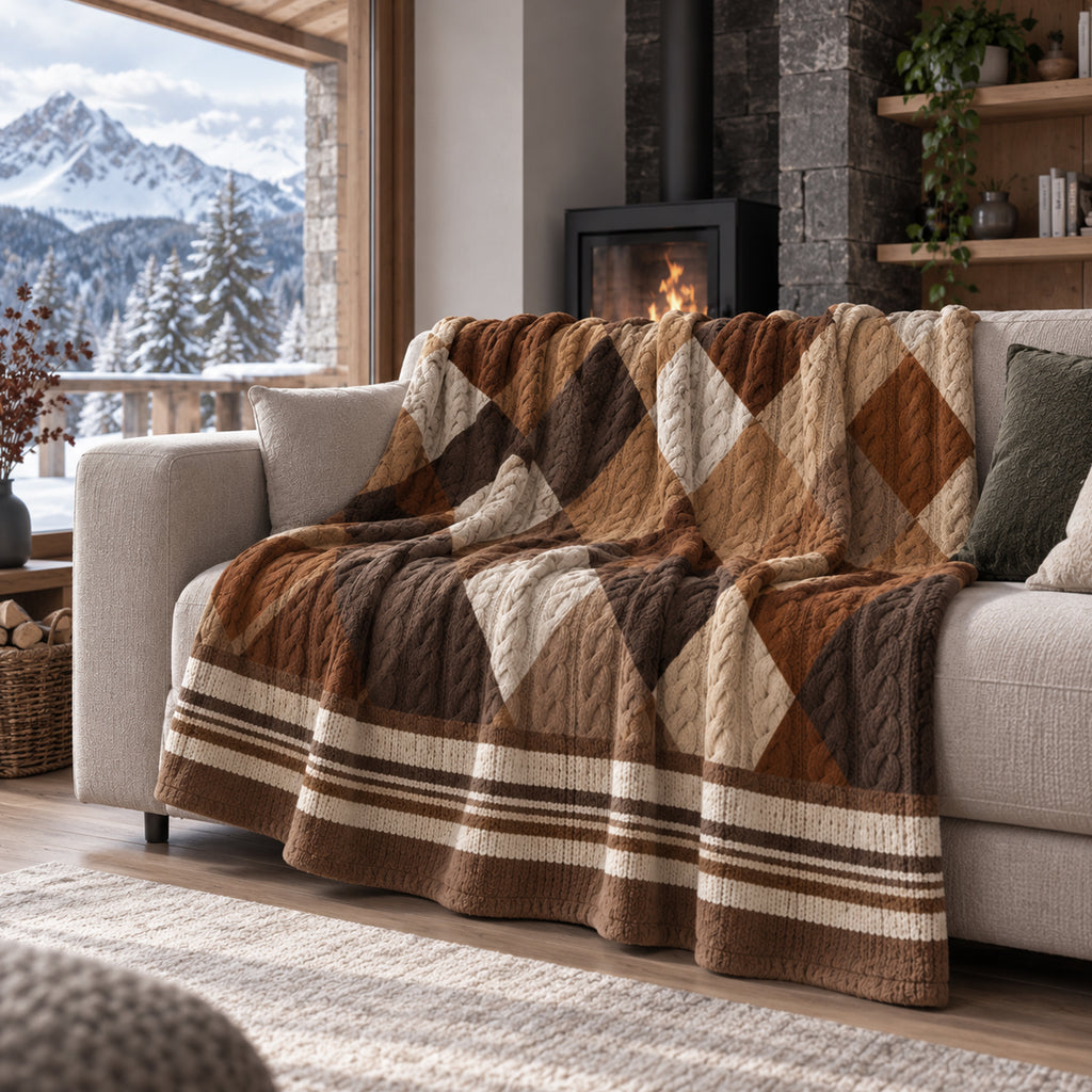 Plaid Tricot Rombo Marrone