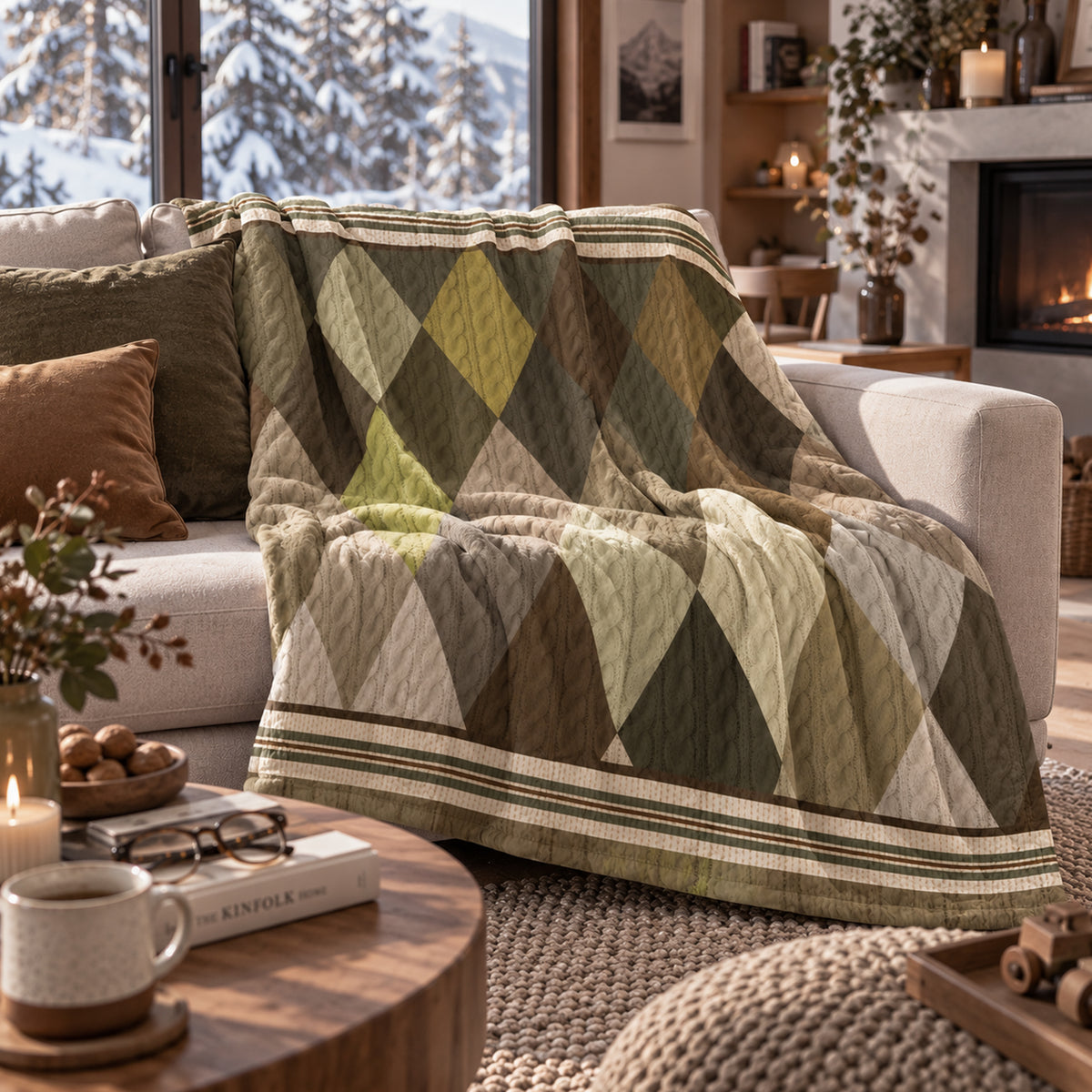 Plaid Tricot Rombo Verde