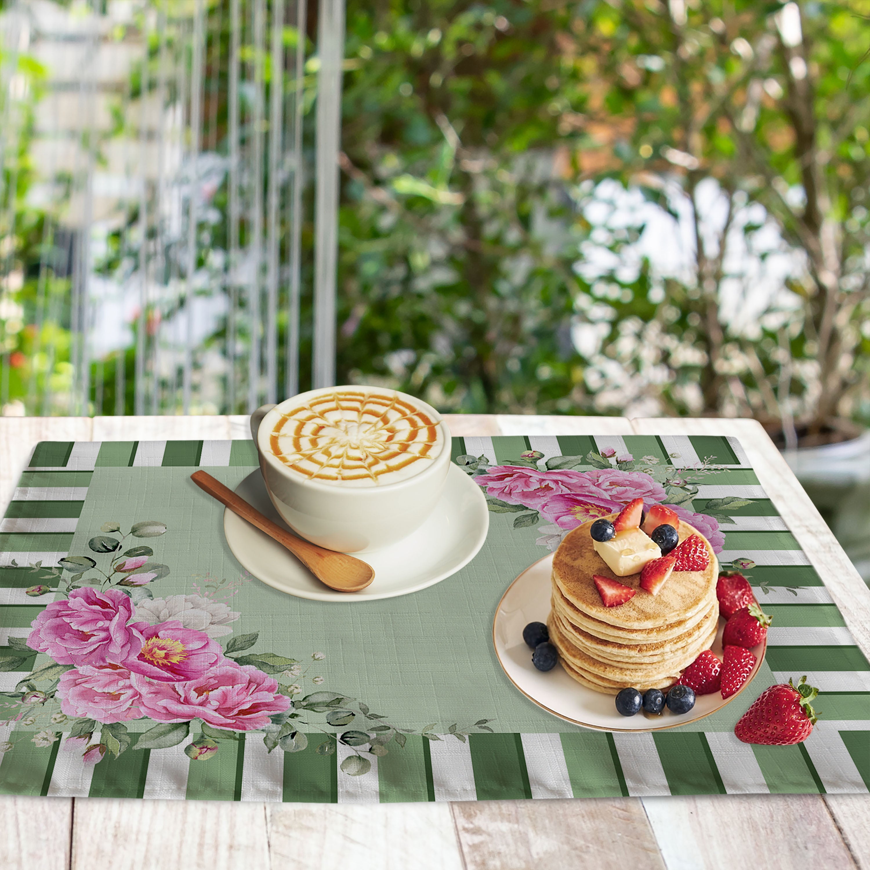 Americana Peony righe verdi fiori set da 2 pezzi