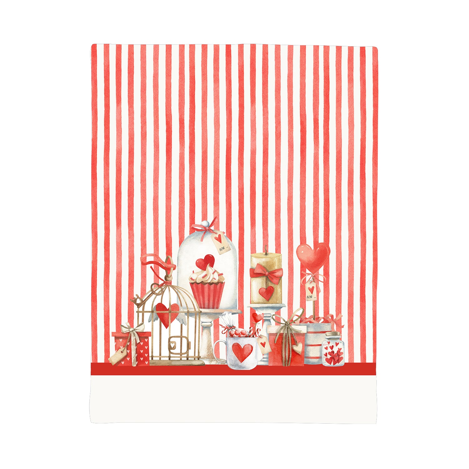 Secret Love Red Striped Tea Towel