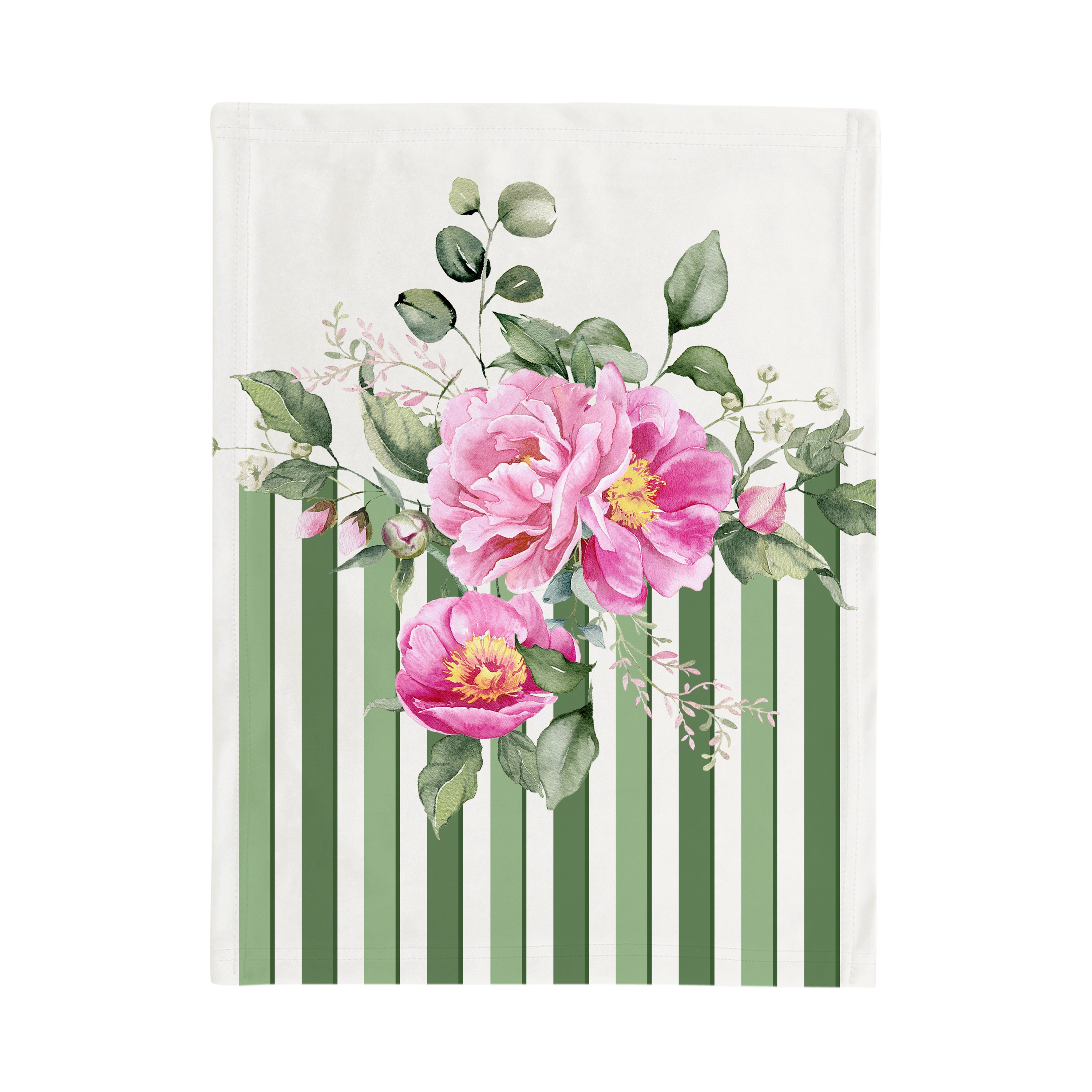 Canovaccio Peony righe verdi fiori
