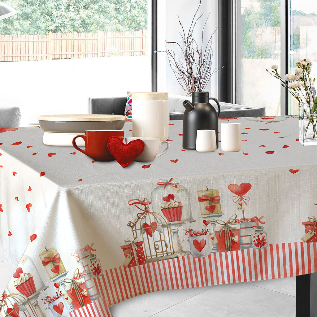 Secret Love Striped red tablecloth