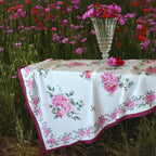 Tovaglia Peony righe rosa fiori