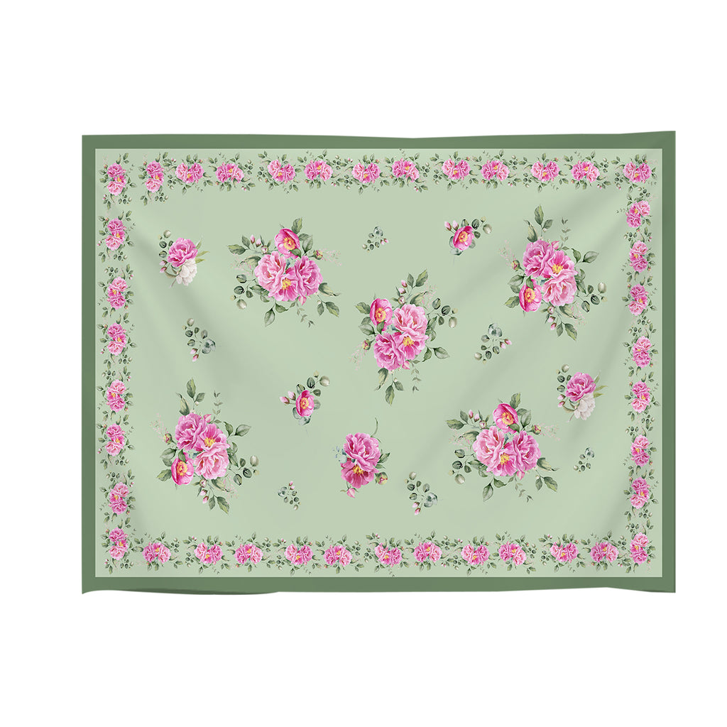 Tovaglia Peony righe verdi fiori