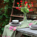 Tovaglia Peony righe verdi fiori