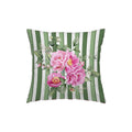 Fodera cuscino stampato righe verdi fiori