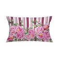 Peony cushion pink stripes flowers