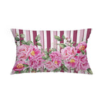 Peony cushion pink stripes flowers