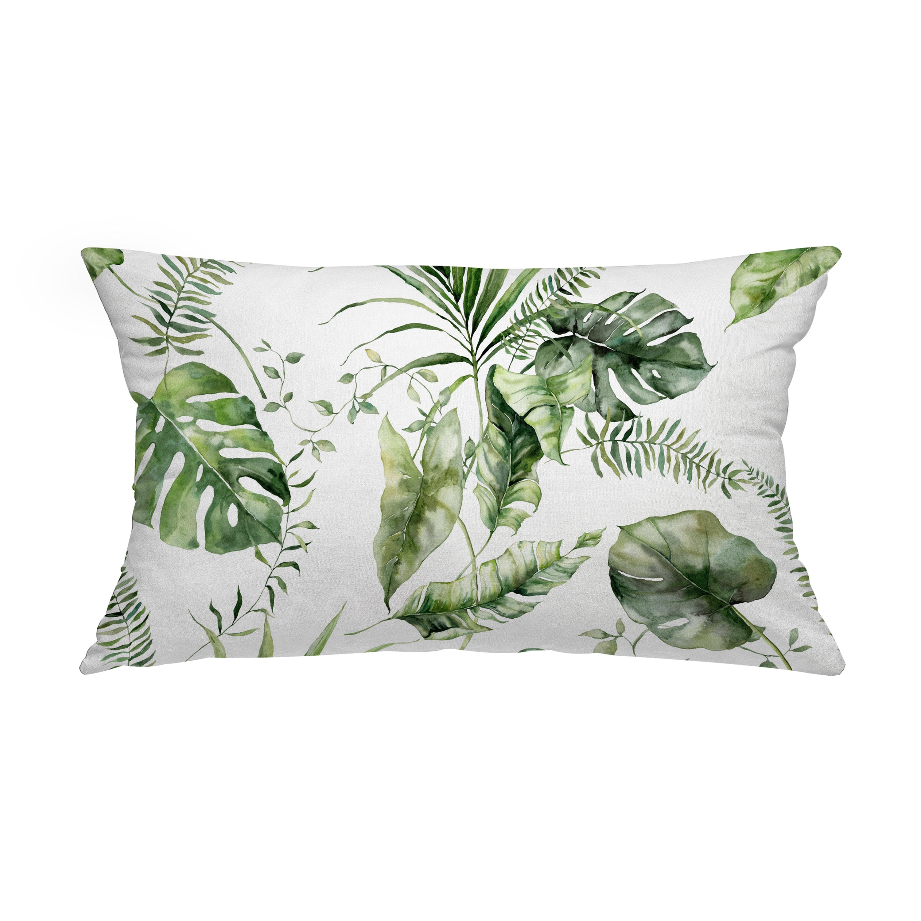 Fodera cuscino stampato righe foglie verdi