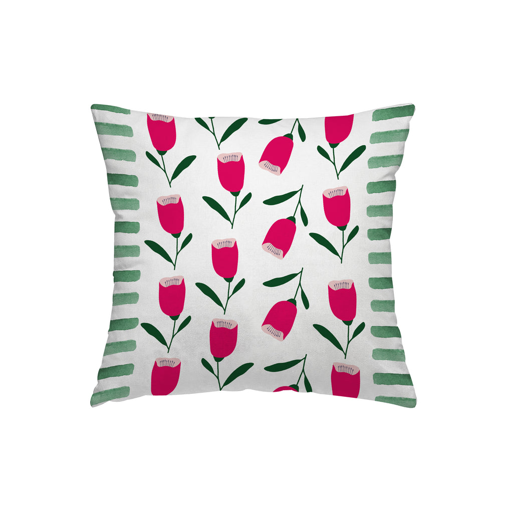 Fodera cuscino stampato Yoko fiori fucsia