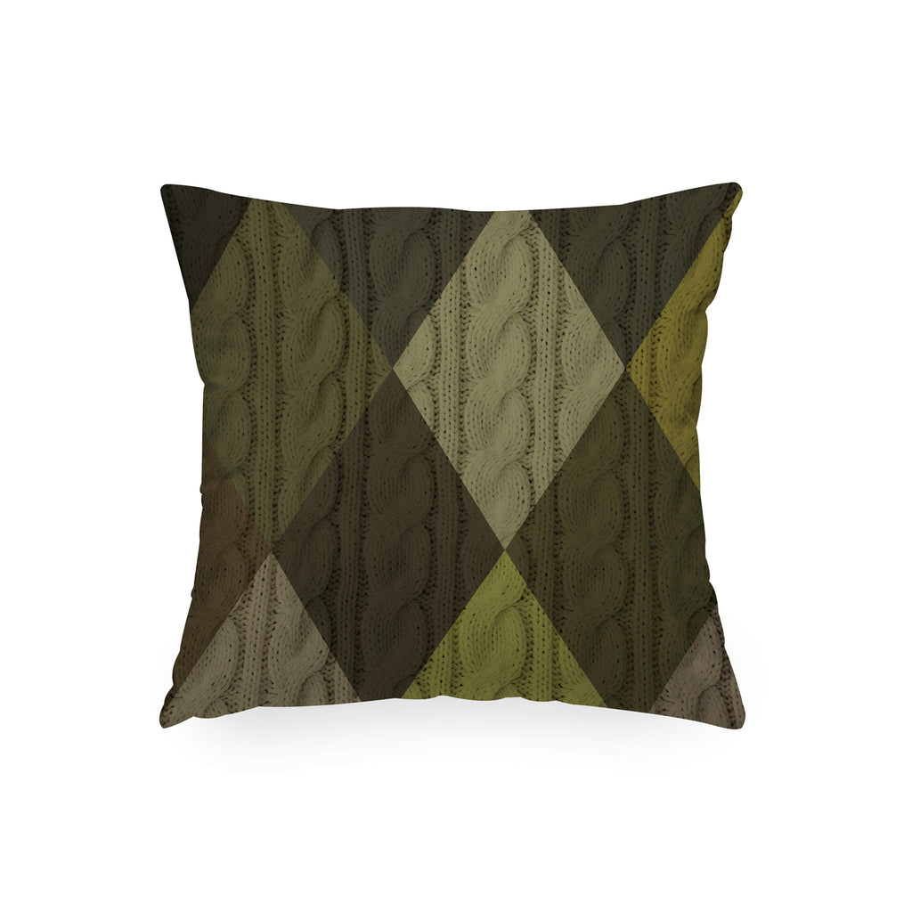 Cuscino Quadrato Tricot Rombo Verde Scuro
