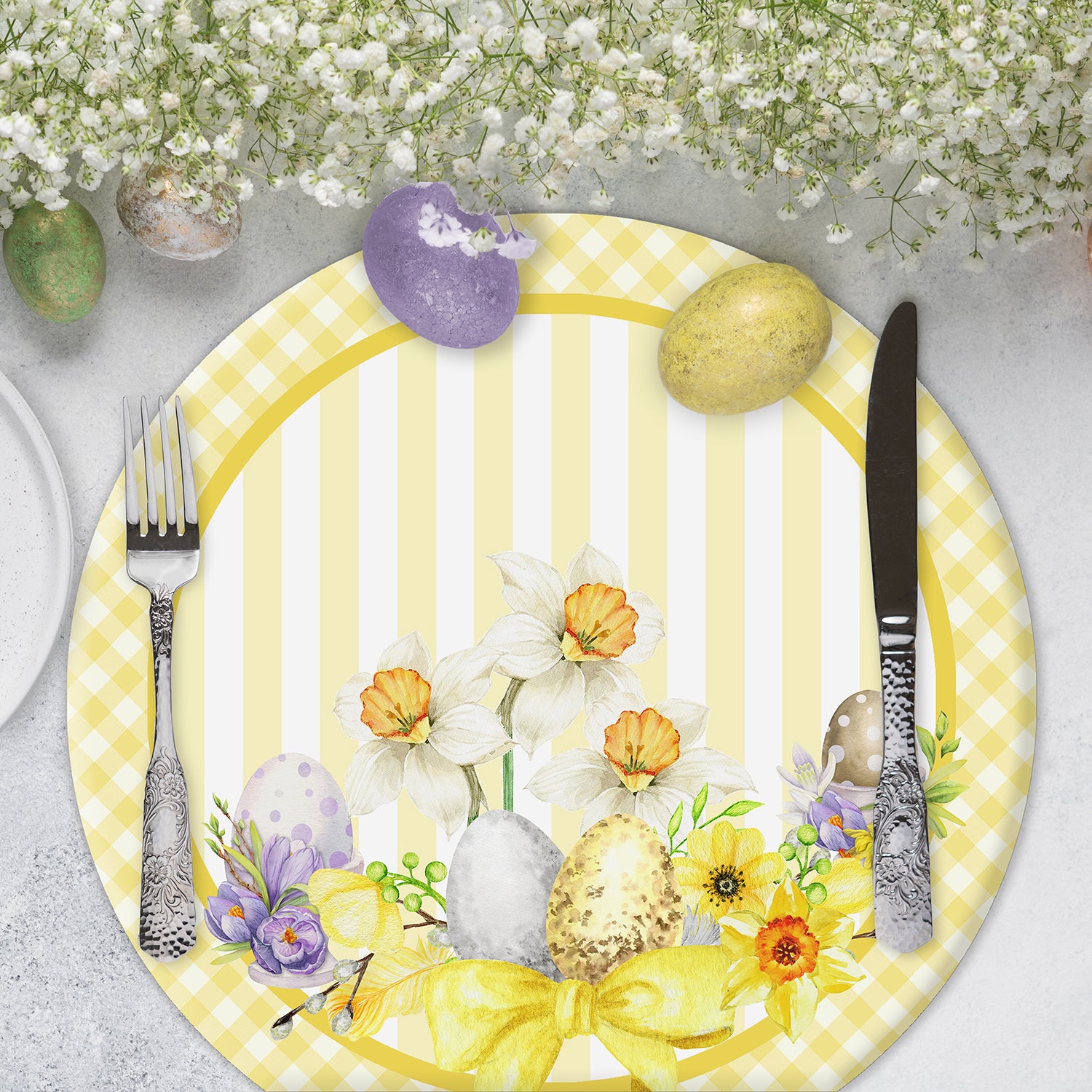 Sottopiatto rivestito Easter Eggs Giallo set da 2 pezzi