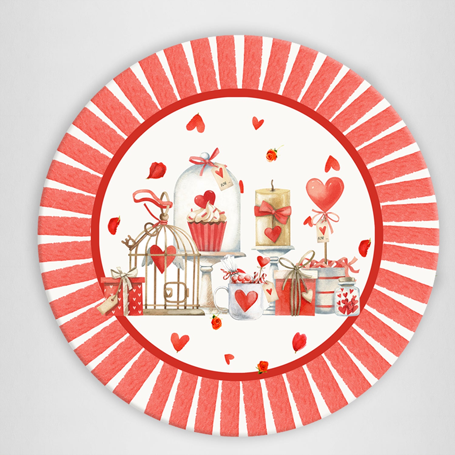 Sottopiatto rivestito Secret Love Righe rosse set da 2 pezzi