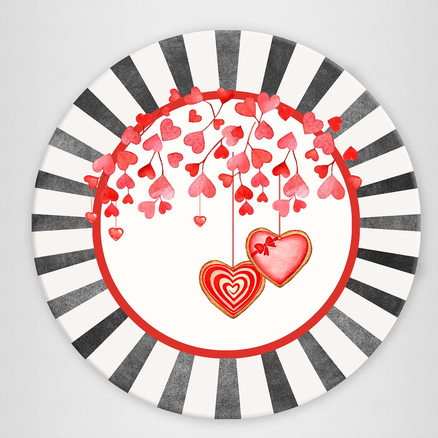 Sottopiatto rivestito Secret Love Righe nere set da 2 pezzi