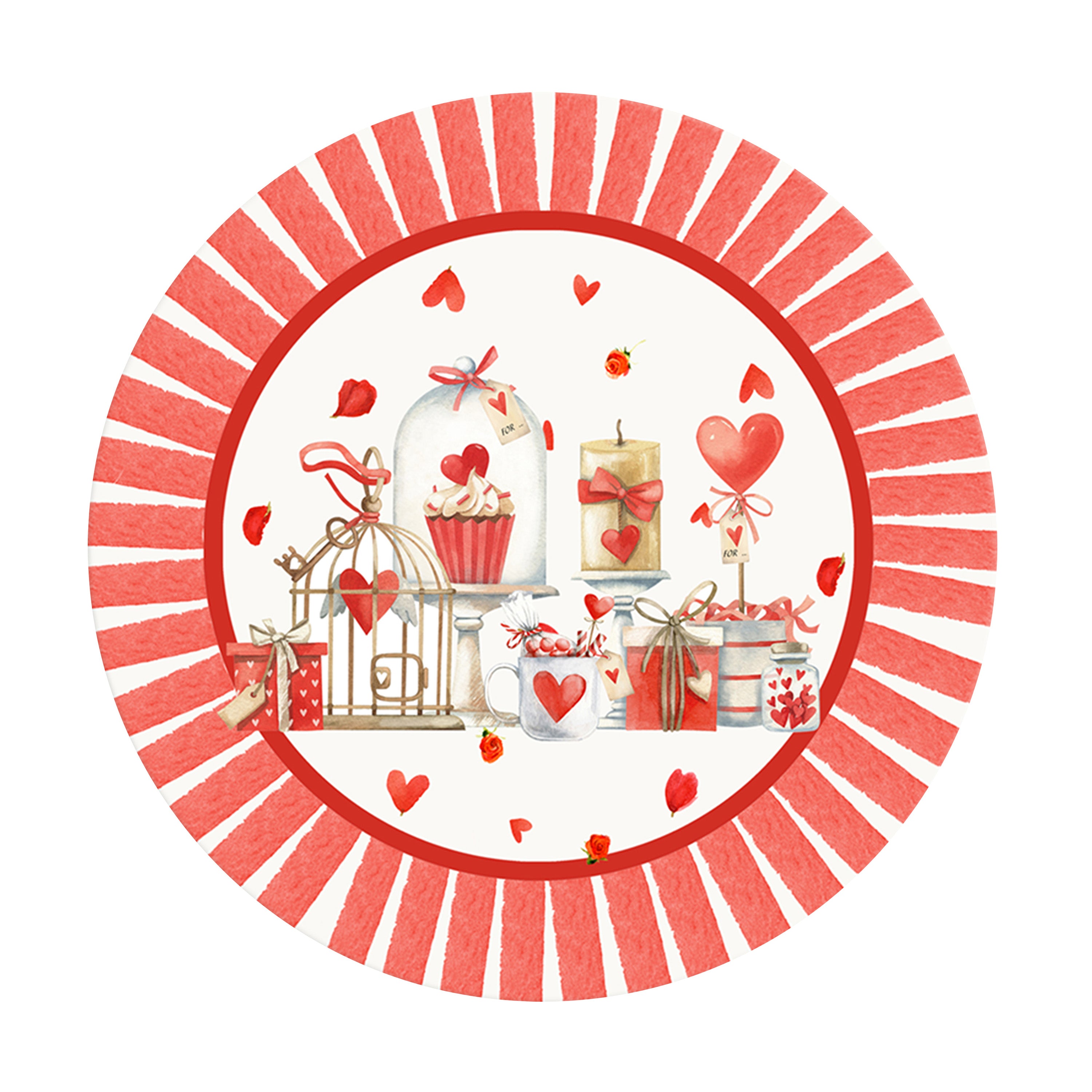 Sottopiatto rivestito Secret Love Righe rosse set da 2 pezzi