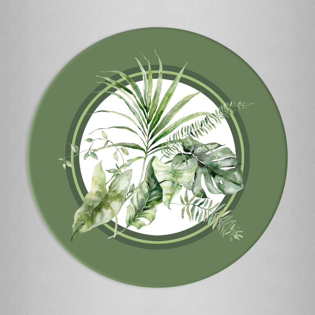 Sottopiatto rivestito Kenzia foglie verdi set da 2 pezzi