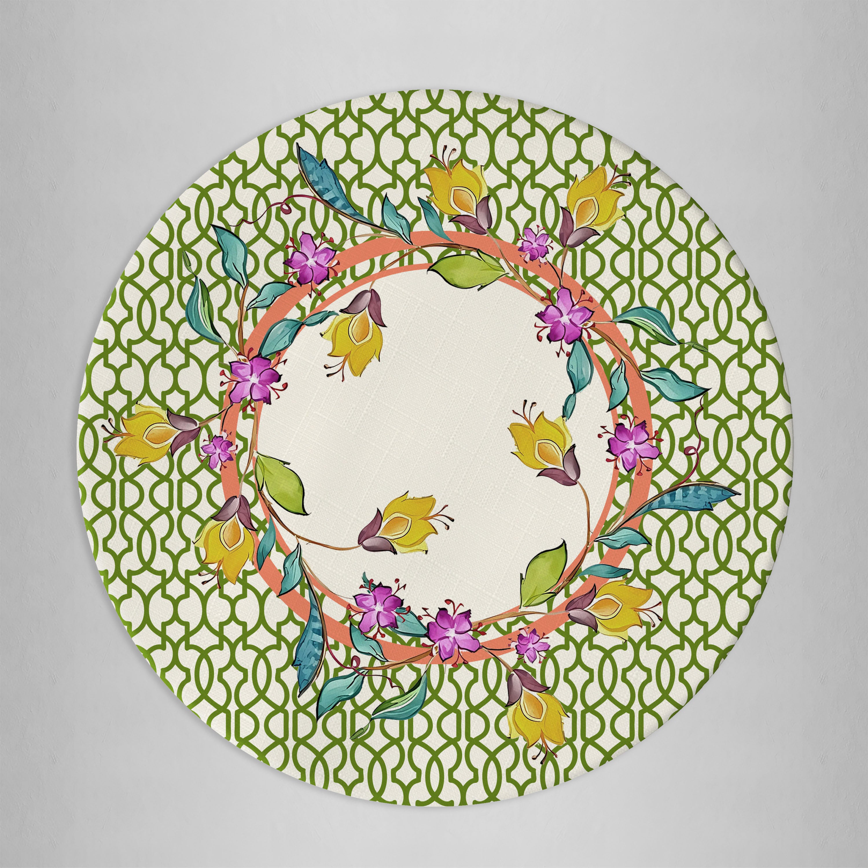 Sottopiatto rivestito Indira fiori colorati set da 2 pezzi