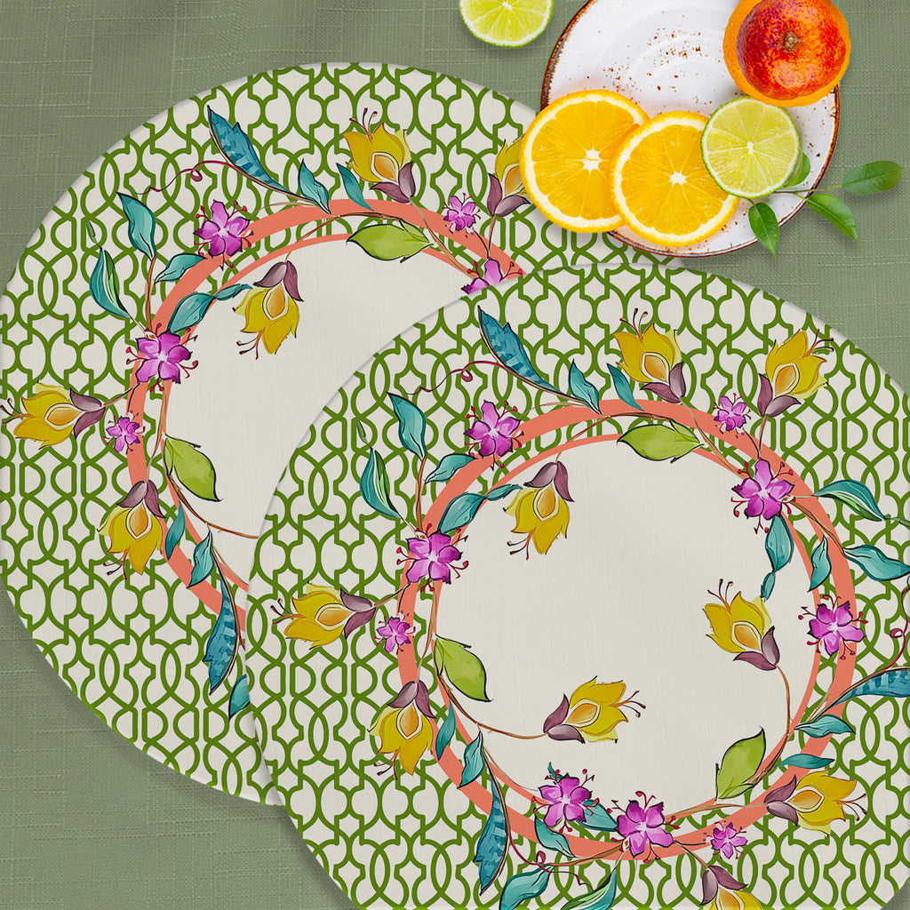 Sottopiatto rivestito Indira fiori colorati set da 2 pezzi