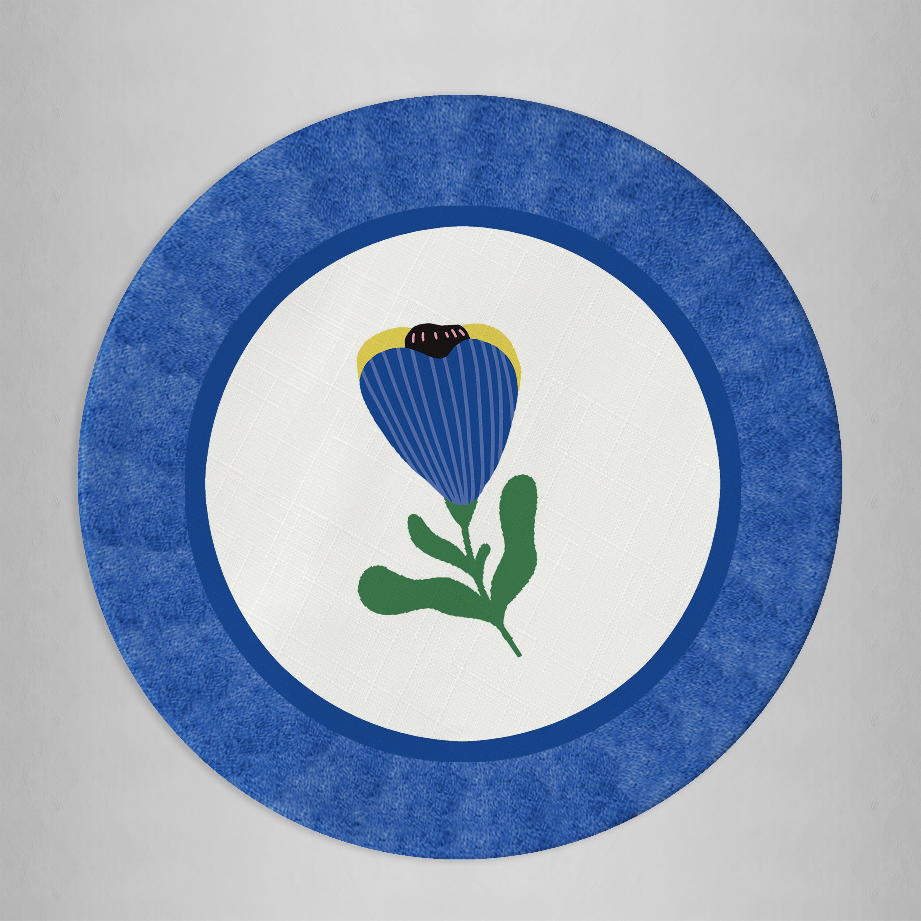 Sottopiatto rivestito Yoko fiori blu set da 2 pezzi