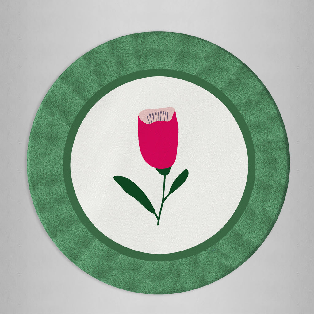 Sottopiatto rivestito Yoko fiori fucsia set da 2 pezzi