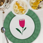 Sottopiatto rivestito Yoko fiori fucsia set da 2 pezzi