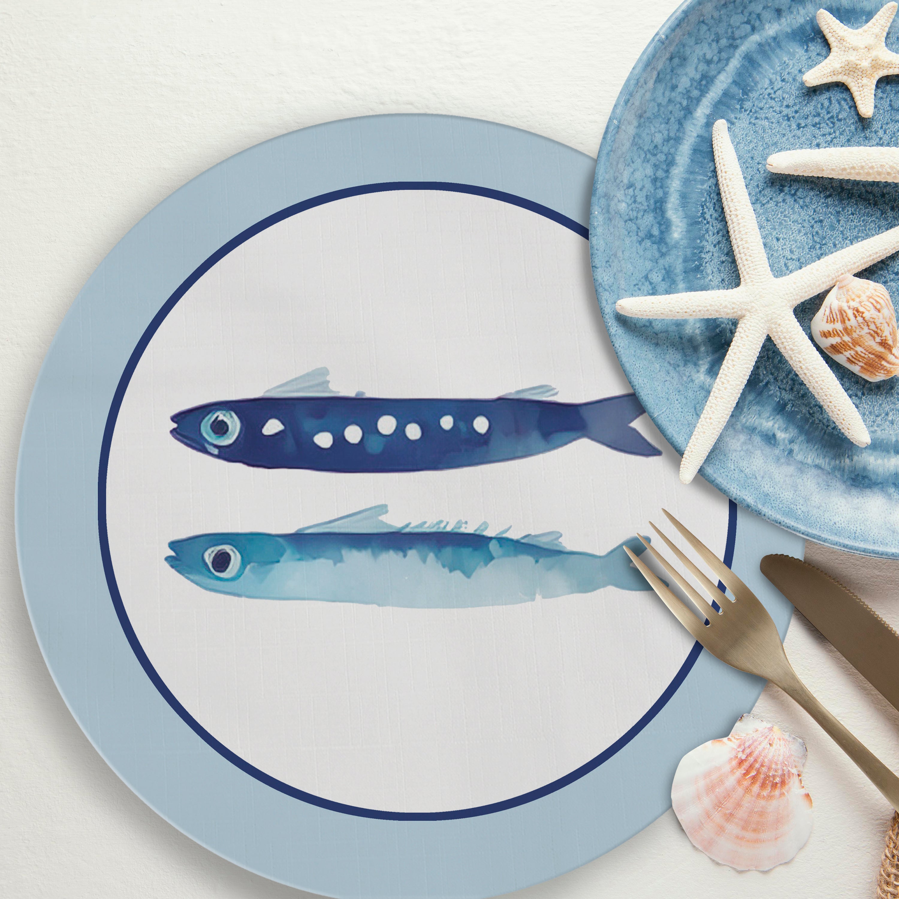 Sottopiatto rivestito Sardines set da 2 pezzi