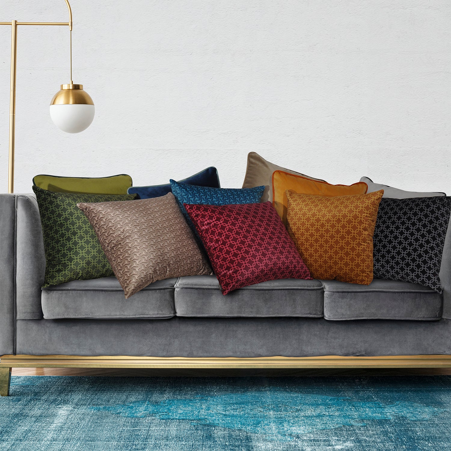 Cuscino stampato Double Odeon in velluto