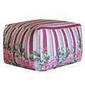 Pouf Quadrato Peony righe rosa fiori
