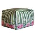 Pouf Quadrato Peony righe verdi fiori