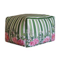 Peony green square pouf
