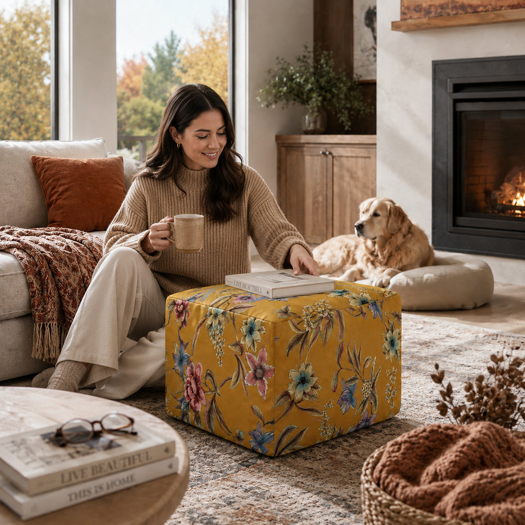 Pouf Quadrato Astor Senape