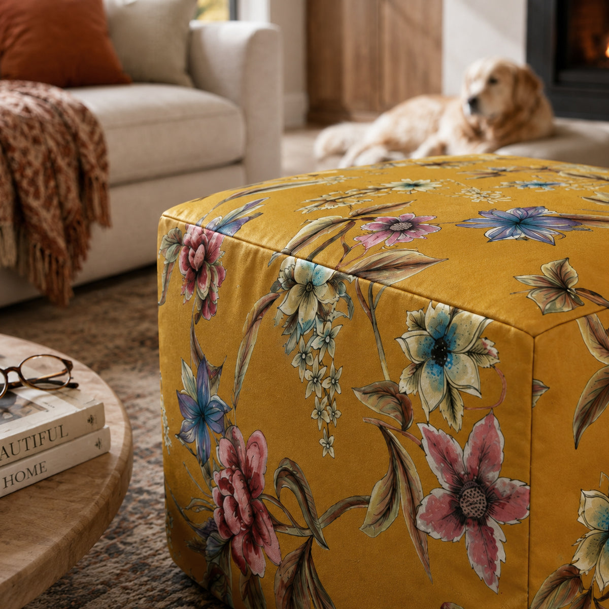 Pouf Quadrato Astor Senape