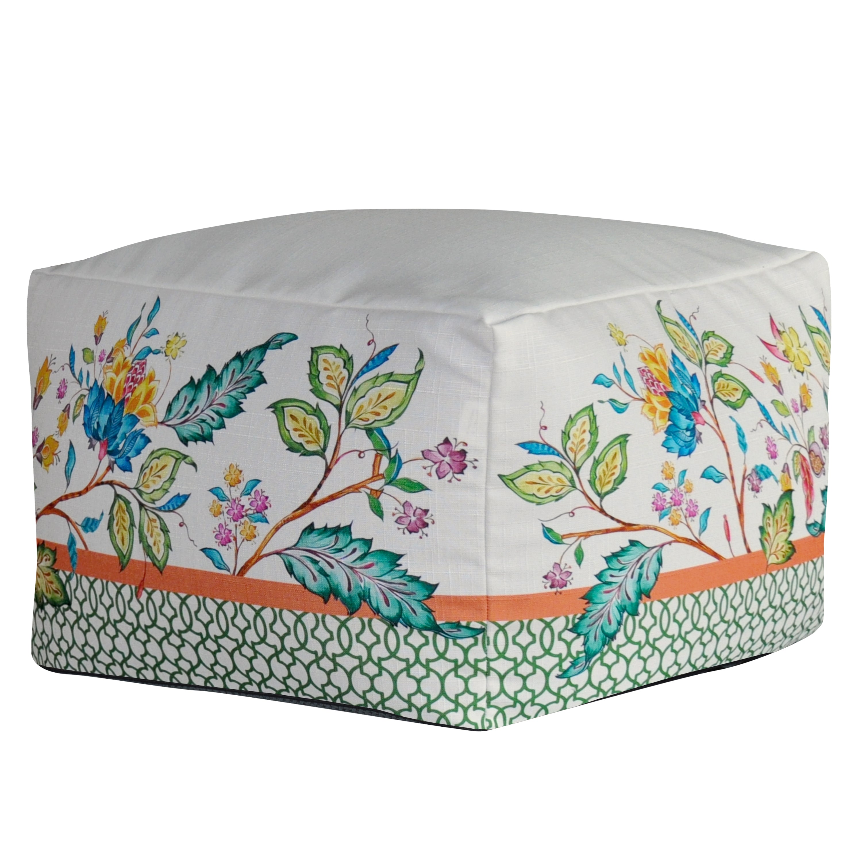 Pouf Quadrato Indira fiori colorati