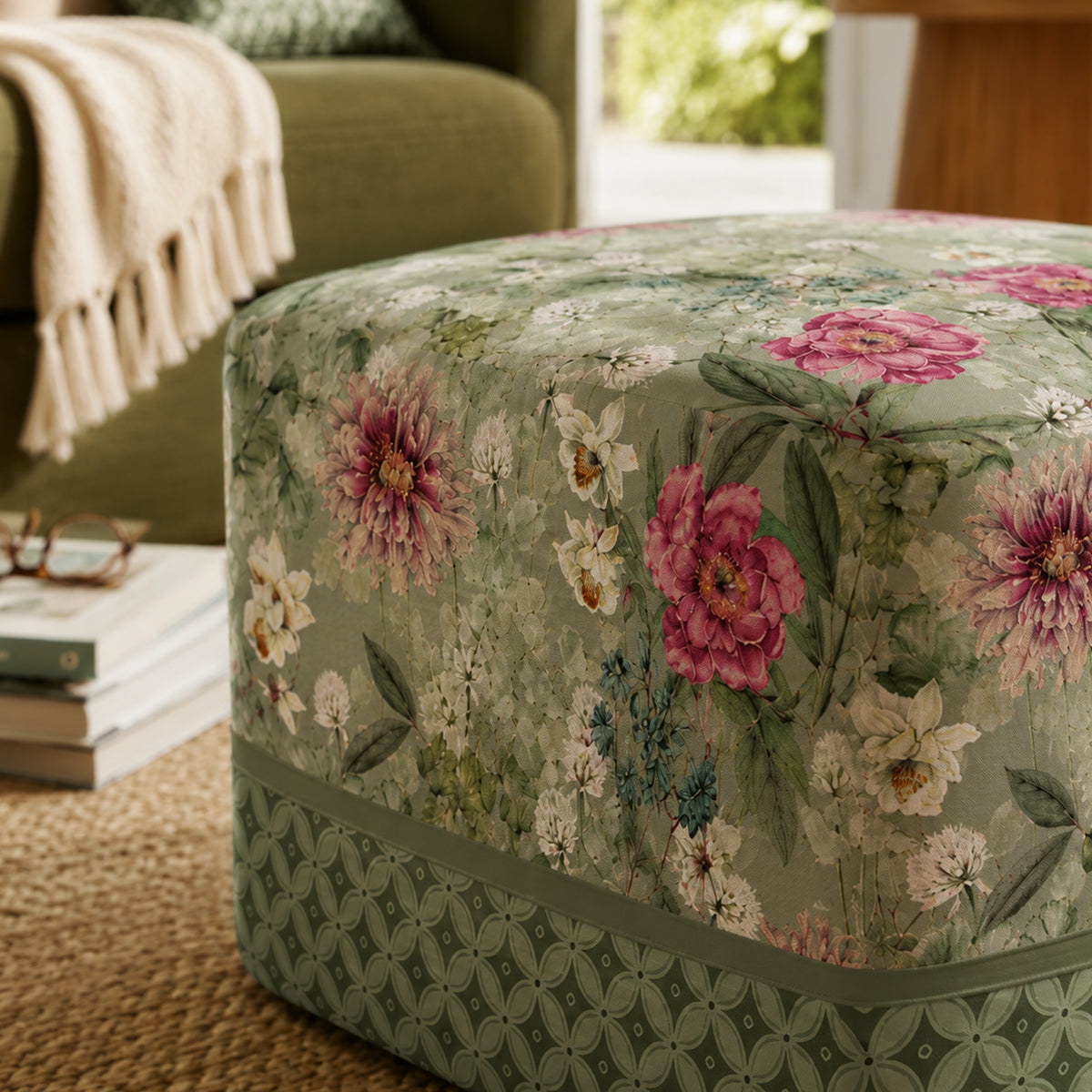 Pouf Quadrato Giardino Verde