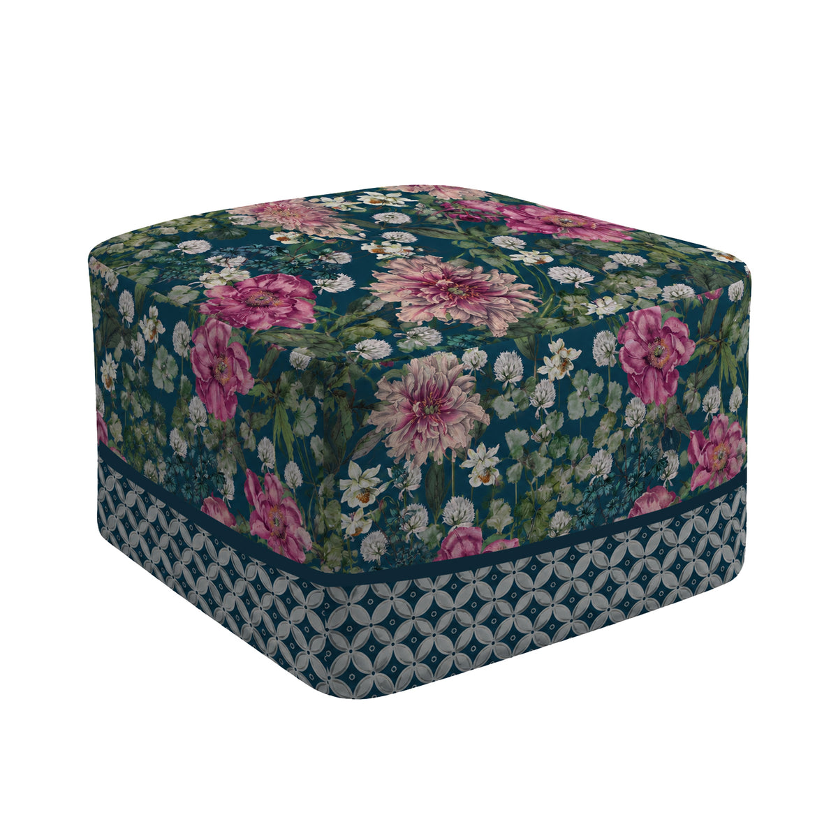 Pouf Quadrato Giardino Blu