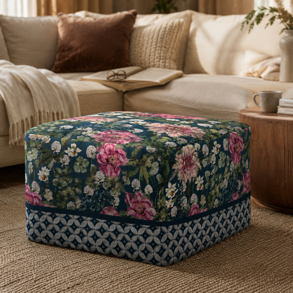 Pouf Quadrato Giardino Blu