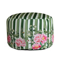 Pouf Rotondo Peony righe verdi fiori