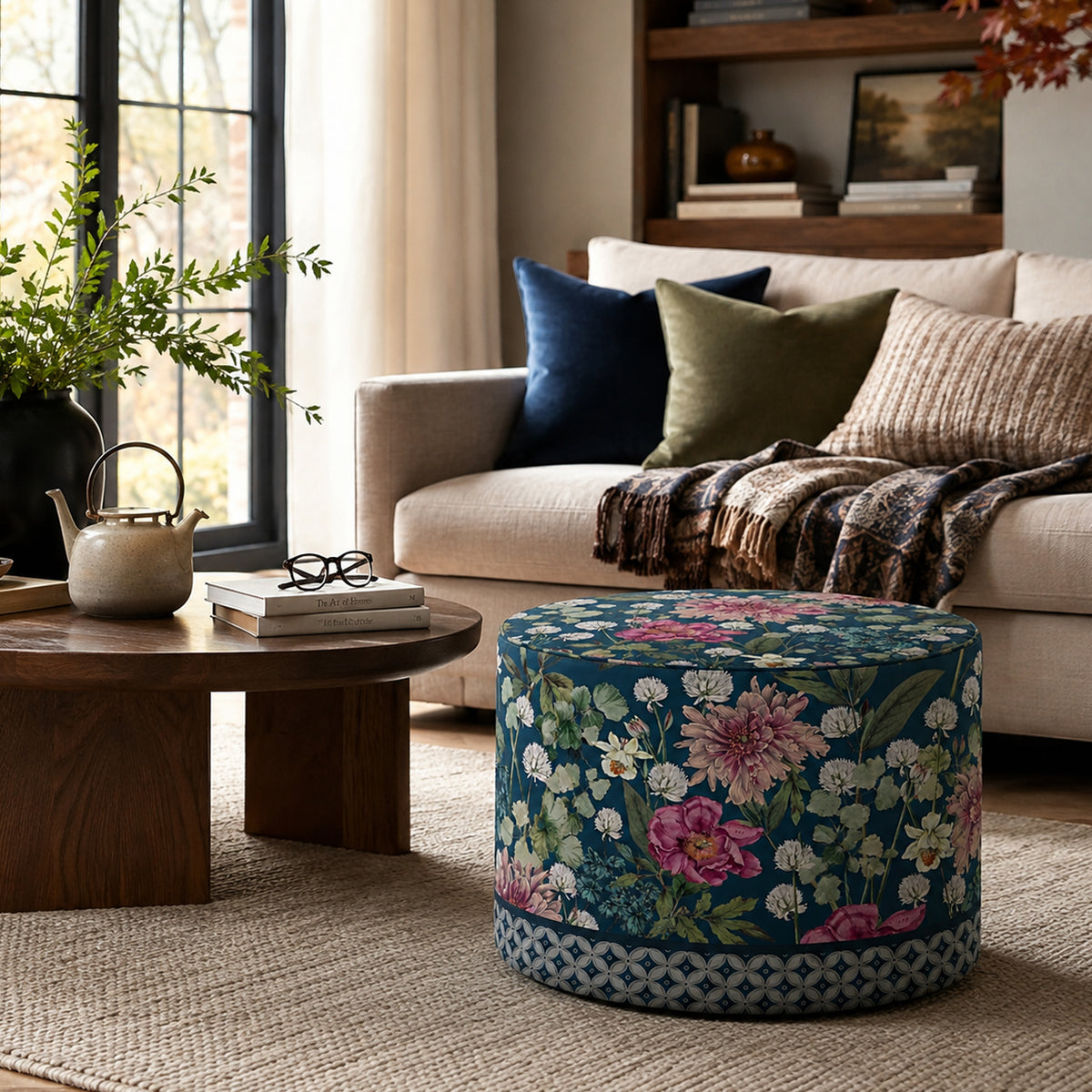 Pouf Rotondo Giardino Blu