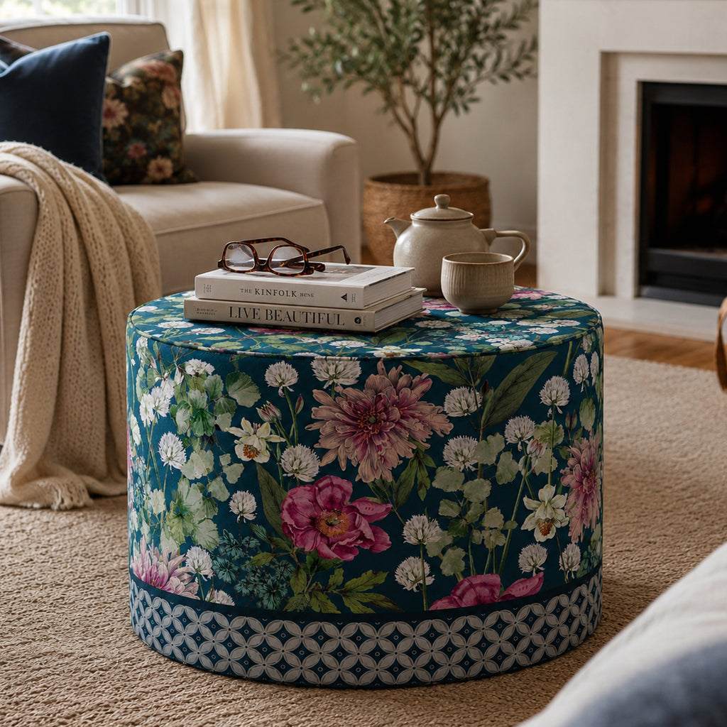 Pouf Rotondo Giardino Blu