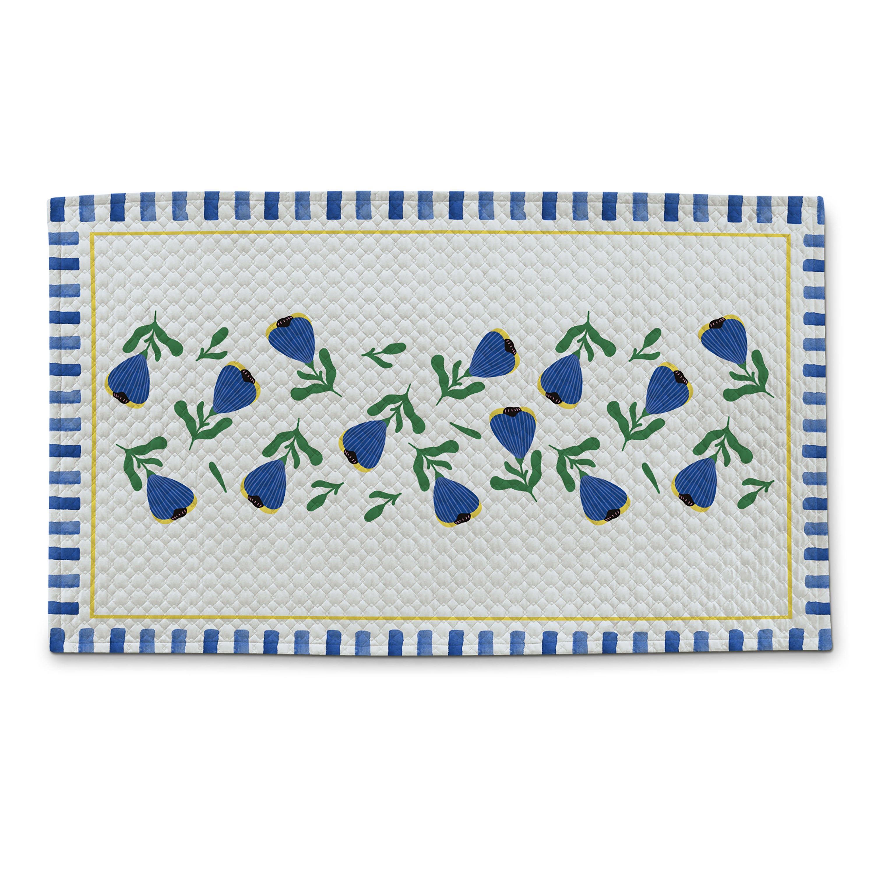 Tappeto Velluto Yoko fiori blu