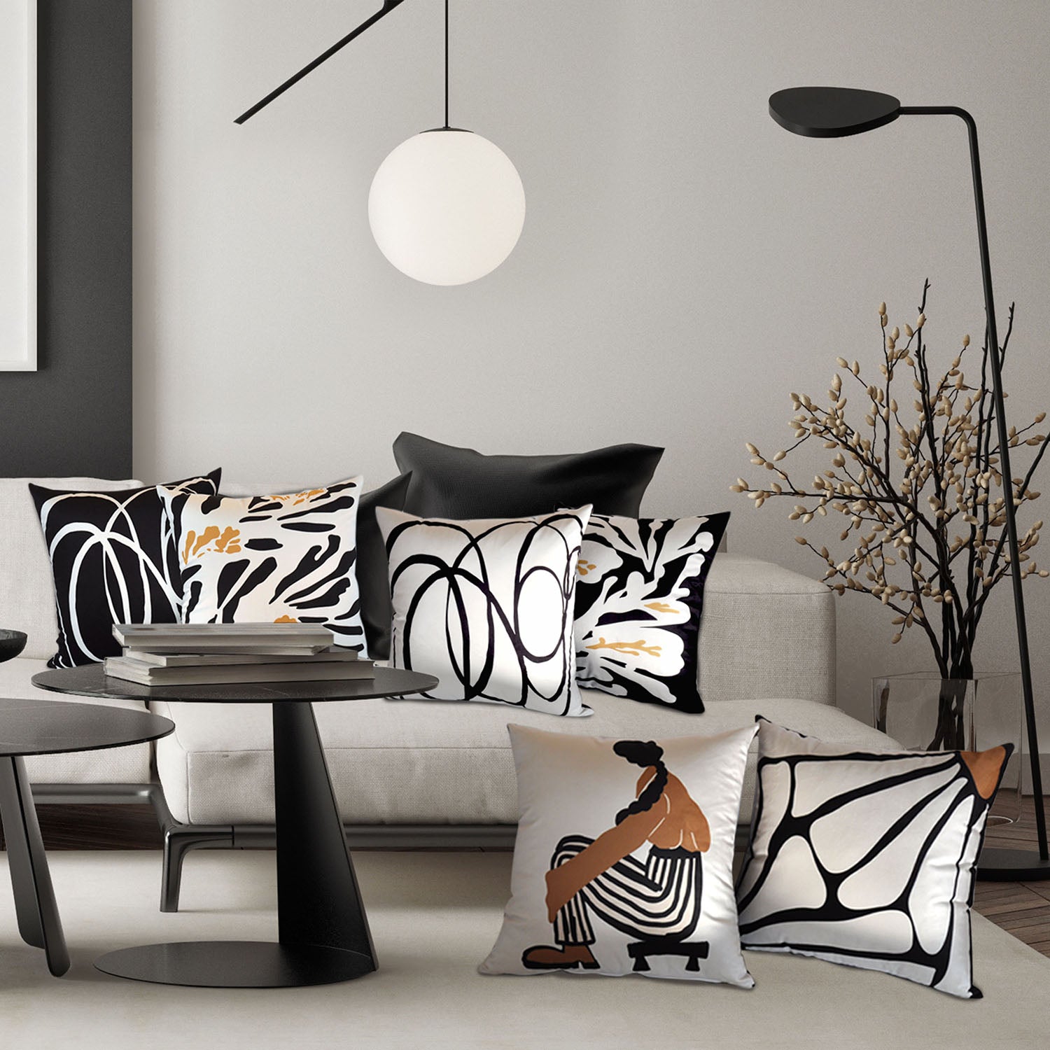 Cuscino stampato Moma in velluto