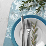 Stylish,Setting,With,Cutlery,And,Eucalyptus,Leaves,On,Light,Grey